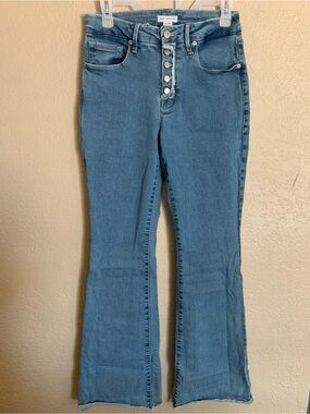 Good American Light Blue Button-Fly Flare Jeans